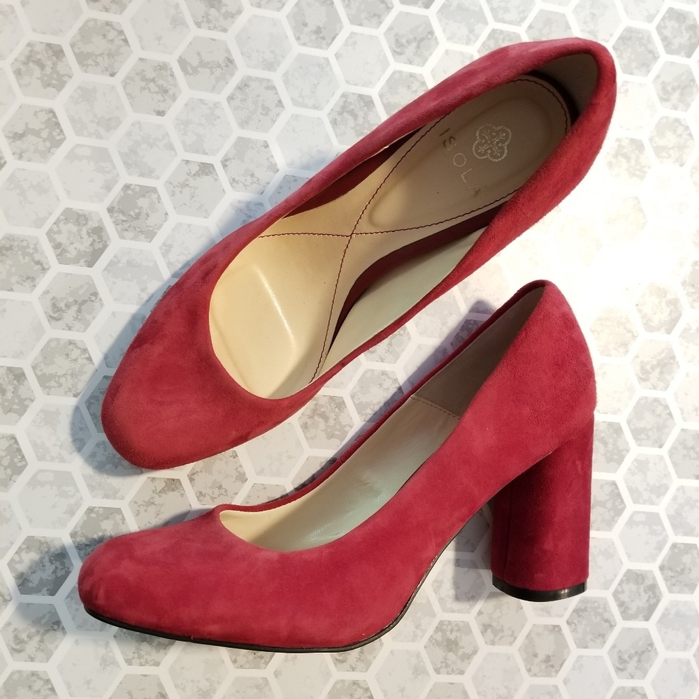 Isola Eleni Red Suede Heels Size 8 Pumps